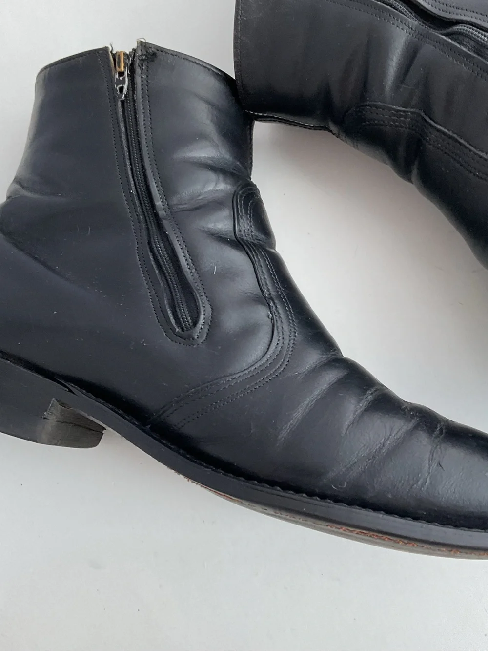 intage Black Leather Side Zip Man Made Boots Men’s Size 10 EEE